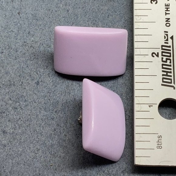 Curved Rectangle Pierced Earrings Light Purple Lilac Lavender Retro Soft Girl - Picture 4 of 4